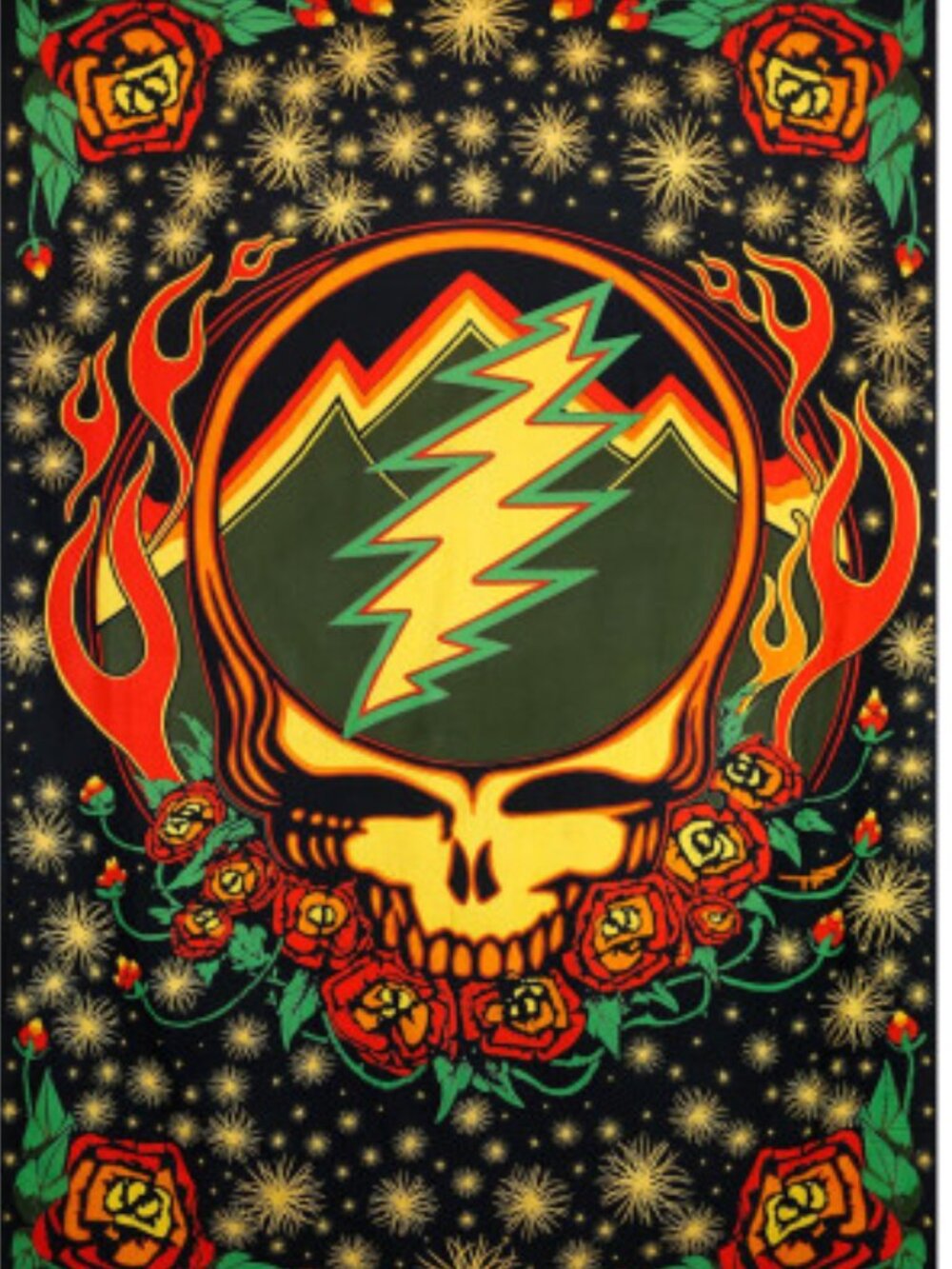 Grateful Dead 3D Scarlet Fire Tapestry ~ 30" x 45" ~ w/Corner Loops ~ Brand New!